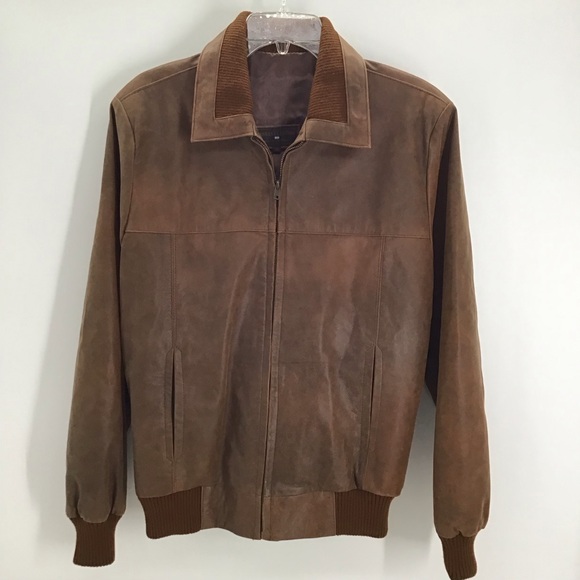 Genuine Leather Distressed BomberJacket Made In Argentina Classic Brown Size Med - Picture 1 of 10